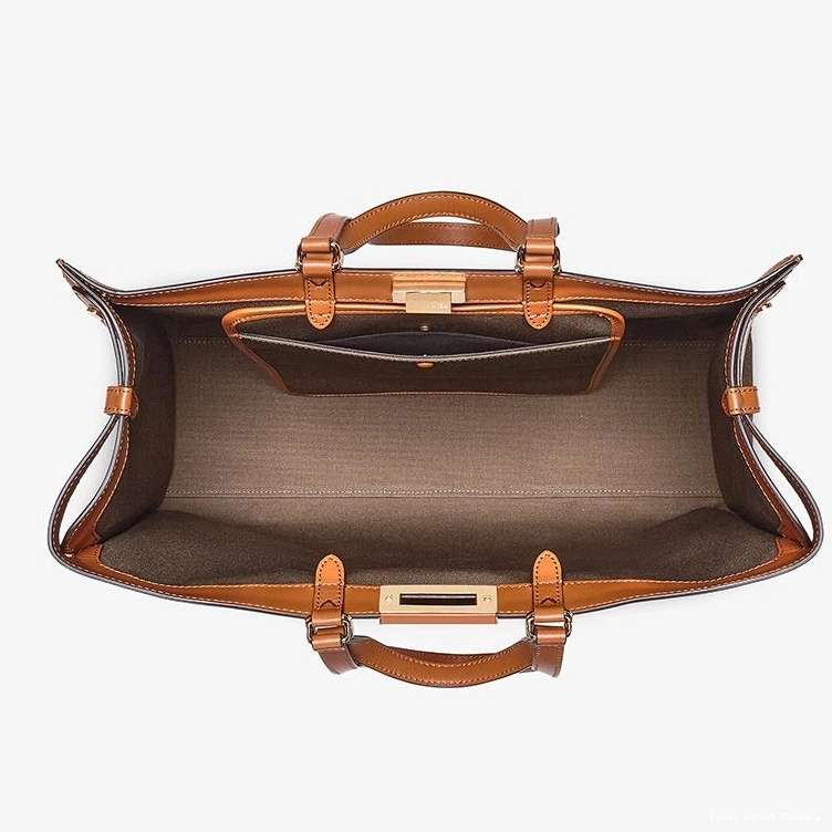 Affordable HOT ROMA In Medium Peekaboo Canvas Logo Brown X-Tote Fendi 0811